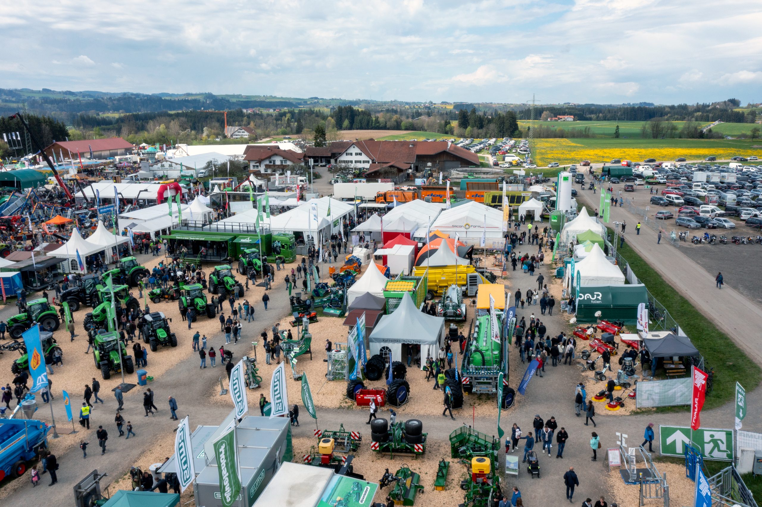 Luftaufnahme der Agrarschau Allgäu 2026 mit dem Stand von Katzschke-Menz